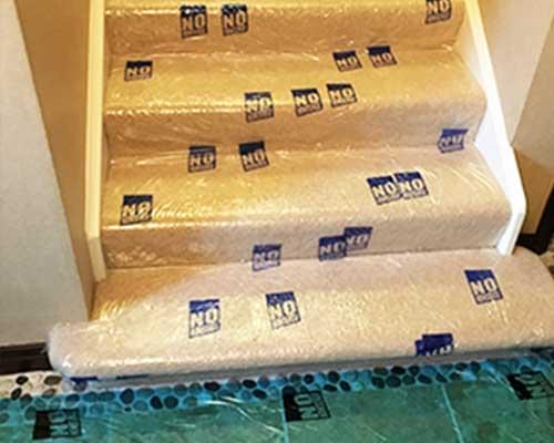 bathroom installation project floor protection