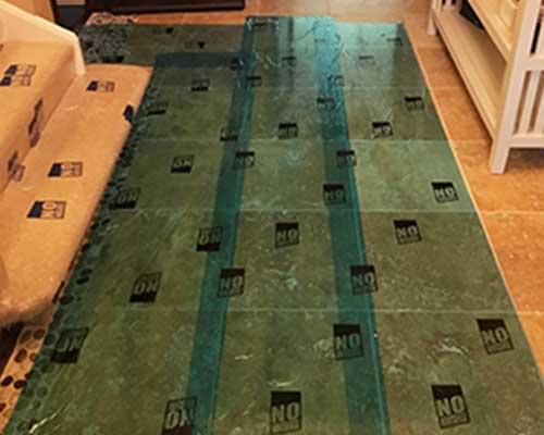 floor protection bathroom installation project